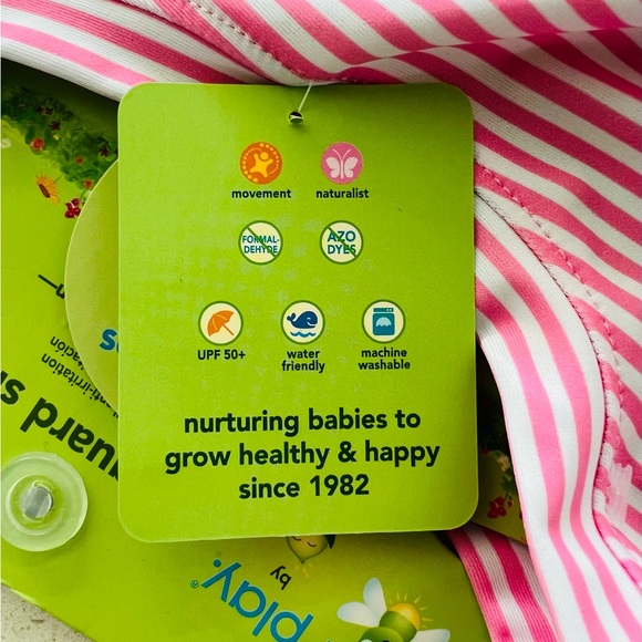 NEW i play. Rashguard Shirt Pink and White Stripes Toddler Girls Size 4T NWT - Picture 8 of 14